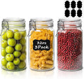ComSaf Glass Jars with Airtight Lid Set of 3, Mason Jars 32 oz, Pickling Jar, Canning Jar 32oz, 32 oz Glass Containers with Lids for Kitchen, Pickle, Flour, Cereal, Pasta, Sugar, Herb