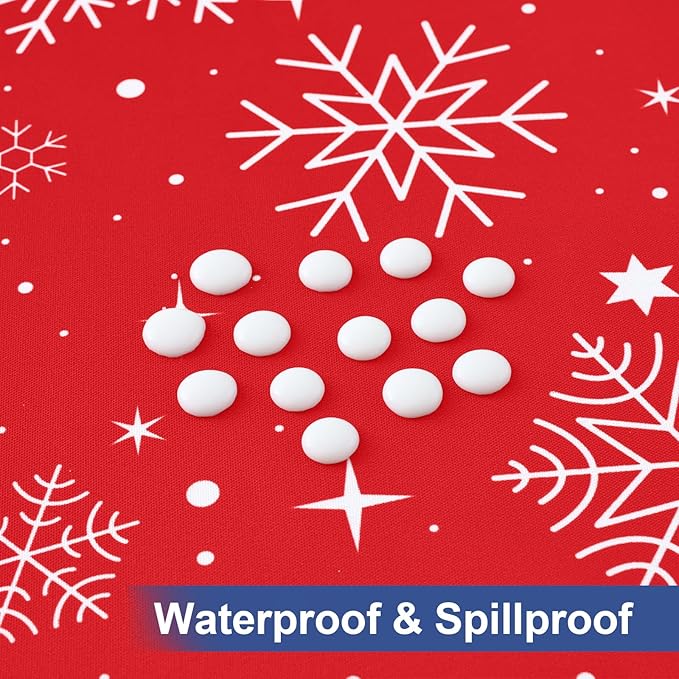 homing Rectangle Table Cloth Cover, Waterproof Polyester Elastic Fitted Tablecloth, Fits for 6 Foot Folding Tables, Washable Table Protector for Christmas, Holiday, Party (Snowflakes, 30" x 72")