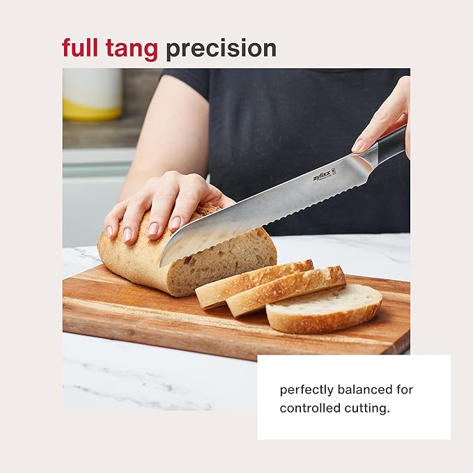 Zyliss Comfort Pro Bread Knife - Full Tang Bread Knife - Ice Hardened Stainless Steel Kitchen Knife - Crumble-Free Kitchen Cutlery - Black/Stainless Steel - 8 inches