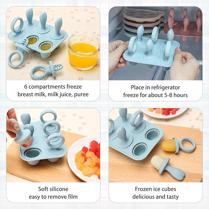 Silicone Baby Popsicle Molds with Sticks, Mini Popsicles Molds for Babies Breastmilk Popsicle Molds for Teething Relief, Frozen Treats Maker Popsicle Maker Ice Pop Mold for Toddlers Kids