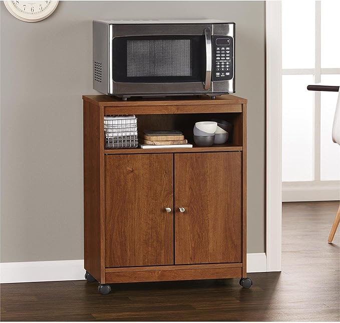 Ameriwood Home Landry Kitchen Microwave Cart, Brown Oak