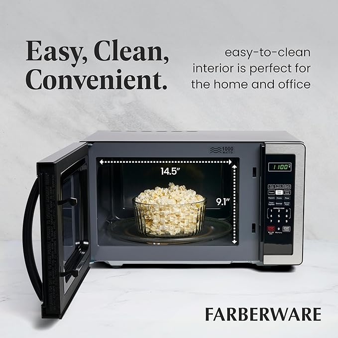 Farberware FMWO11AHTBKB 1.1 Cu. Ft. Countertop Microwave Oven, Stainless Steel