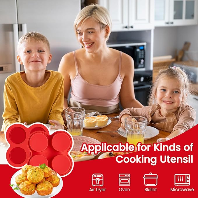 JOERSH 2-PK Air Fryer Egg Mold, 4 Cups Silicone Air Fryer Baking Pan Non-Stick for Egg Bites, Cupcake, Muffin, Tart, Frittata, Quiche