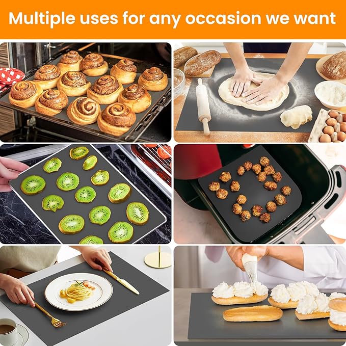 Silicone Baking Mat Roll, Non Stick Heat Resistant Silicone Baking Mats, Pastry Mat, No Slip Reusable Freeze Dryer Mat, Countertop Protector Mat, Cut to size fit different Sharp Oven Pans Dishes Tins