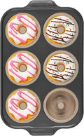 BRONYPRO Silicone Donut Pan for Baking with Metal Frame, 3.35 Inch Large doughnut pan,donut molds for baking Nonstick Non Toxic Bakeware for Oven, Brown