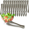 PARTY BARGAINS 8.5 Inches Plastic Serving Tongs, 24 Pack, Premium Quality & Heavy-Duty Silver Plastic Tongs for BBQ, Salads, Grilling, Buffets, & Kitchen