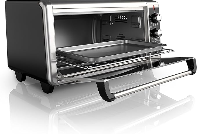 BLACK+DECKER 8-Slice Extra Wide Convection Toaster Oven, Fits 9"x13" Oven Pans and 12" Pizza, Bake, Toast, Broil, and Keep Warm Functions, Countertop Compact Design with Stainless Steel Finish