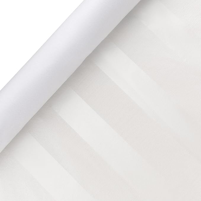 Luxury Table Protector Pad, 2 in 1 Table pad + Great Looking Tablecloth - Heat Resistant, Spill & Stain Proof - Flannel Backing (54x72, White - Silk Stripe)