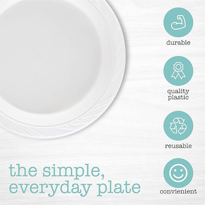 PLASTICPRO 400 Count Disposable 7 Inch White Plastic Plates