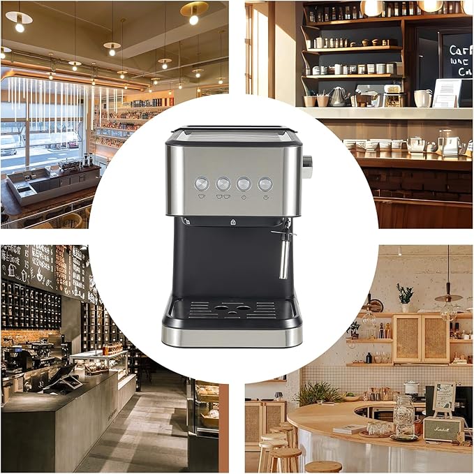 Coffee Machine, Spoon and Tamper Small Drip Coffee Machine, 1.5L Semi-automatic Coffee Machine, Latte Maker with Adjustable Shot Volume for Home