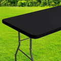 homing Rectangle Table Cloth Cover, Waterproof Polyester Elastic Fitted Tablecloth, Fits for 6 Foot Folding Tables, Washable Table Protector for Picnic, Camping, Outdoor (Black, 18" x 72")