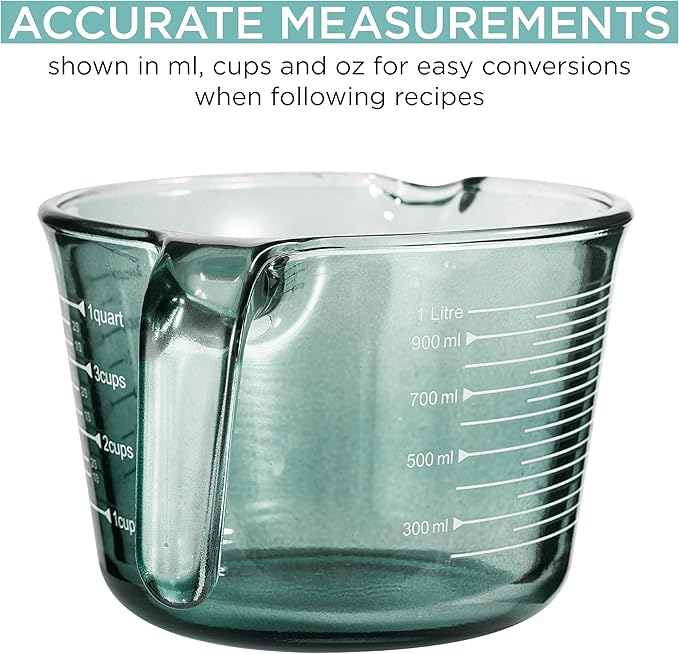 COOK WITH COLOR Glass Measuring Cups - Ideal for Cooking and Baking, Green