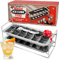 Stainless Steel Double Ice Cube Trays with lever and Stand (11", 36 cubes), Classic Metal Ice Cube Trays for Freezer, Non Toxic, Plastic Free, Dishwasher safe