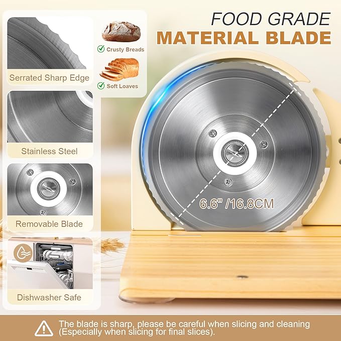 Anatole Foldable Manual Bread Slicer for Homemade Sourdough Bread with Engraved Scale Line Bread Guide Hand Crank Bread Cutter with Adjustable Thickness Stainless Steel Blade 6 Suction Cups