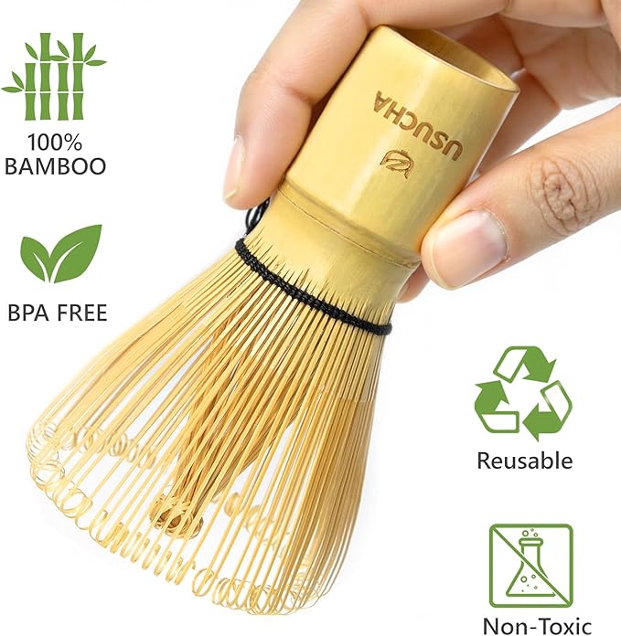 Bamboo Matcha Whisk, Handcrafted Organic Traditional Japanese Chasen, Matcha Stirrer Green Tea Preparation Mixing Tool Accessory (80 Prongs)