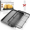 Air Fryer Basket for Oven, Extra Large 18.8" x 12.8" Oven Air Fryer Basket and Tray Set with 30 PCS Parchment Papers, DEGOVIN Stainless Steel Oven Pan and Crisper Tray (Black)
