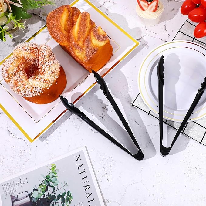 40 Pcs Plastic Tongs for Serving Bulk 9 Inch Serving Disposable Tongs, Plastic Serving Utensils, Heavy Duty Salad Tongs for Kitchen Buffets BBQ Events Catering