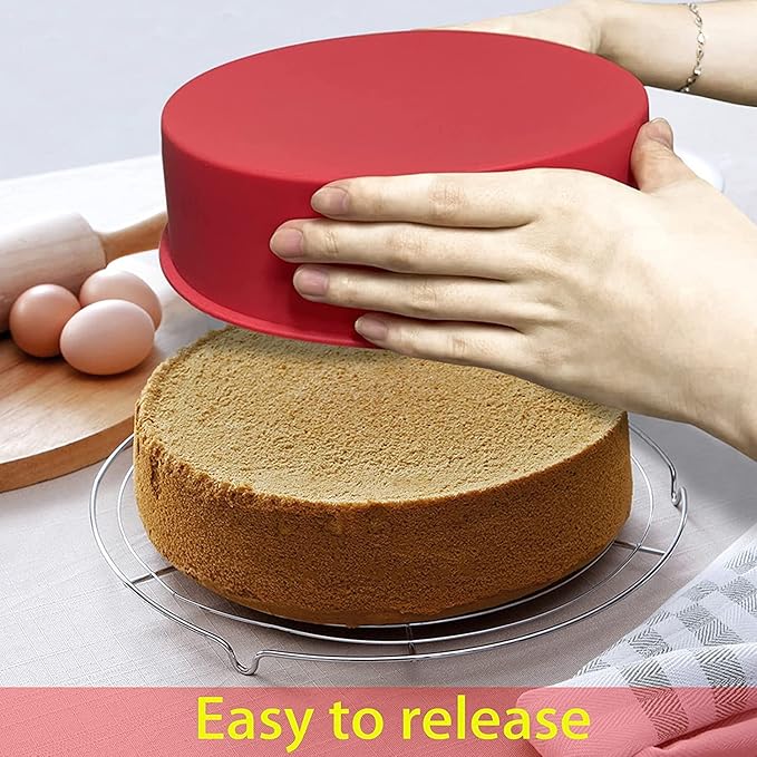 Heart Shaped Cake Pans, 3pcs 8 Inch Silicone Cake Pan for Baking, Heart Molds Silicone Non-Stick Quick Release Suitable, Easy Clean