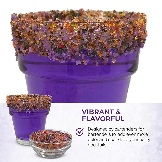 Snowy River Halloween, Cocktail & Margarita Sugar Rimmer - Vibrant Naturally Colored Sugar for Cocktail Rimming, Baking & Decorating, Medium Crystal - 16oz