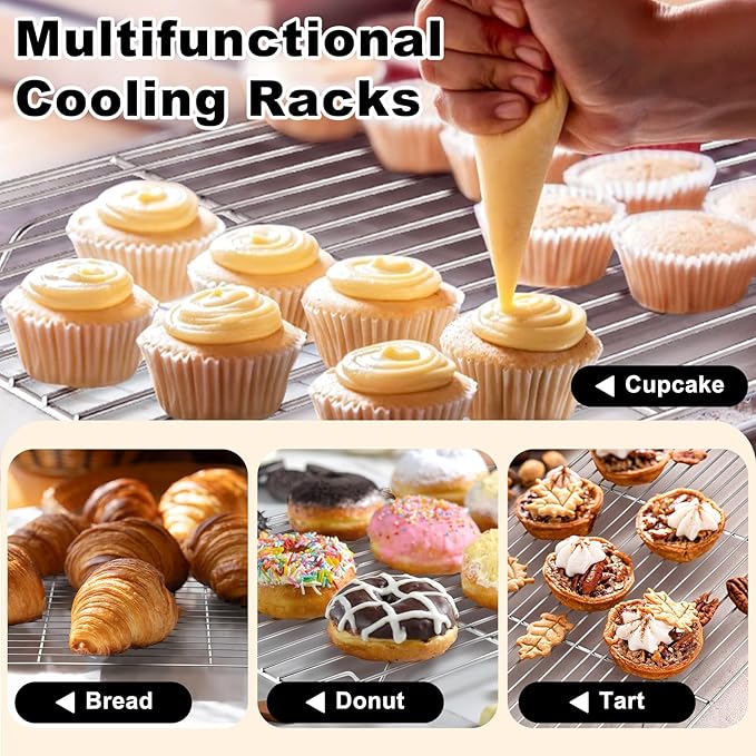 TeamFar Baking Sheet with Rack Set (3 Pans + 3 Racks), 19.6/16/12.5 Inch Stainless Steel Cookie Sheets Baking Pans Trays and Cooling Racks for Cooking Roasting, Non-Toxic & Heavy Duty, Dishwasher Safe