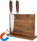 Magnetic Knife Holder,Double Sided Magnetic Knife Block for Kitchen Counter,Acacia Wood Strong Magnet Knife strip