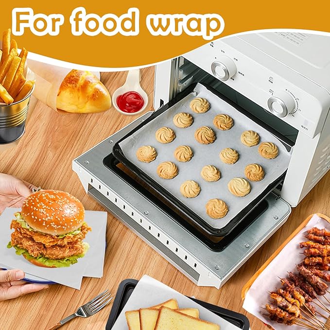 600Pcs Unbleached Parchment Paper Sheets for Baking, 12 x 16 Inch, Non-Stick Precut Half Sheet Parchment Paper for Baking, Cooking, Air Fryer, Oven (white-12" x 16"-600pack)