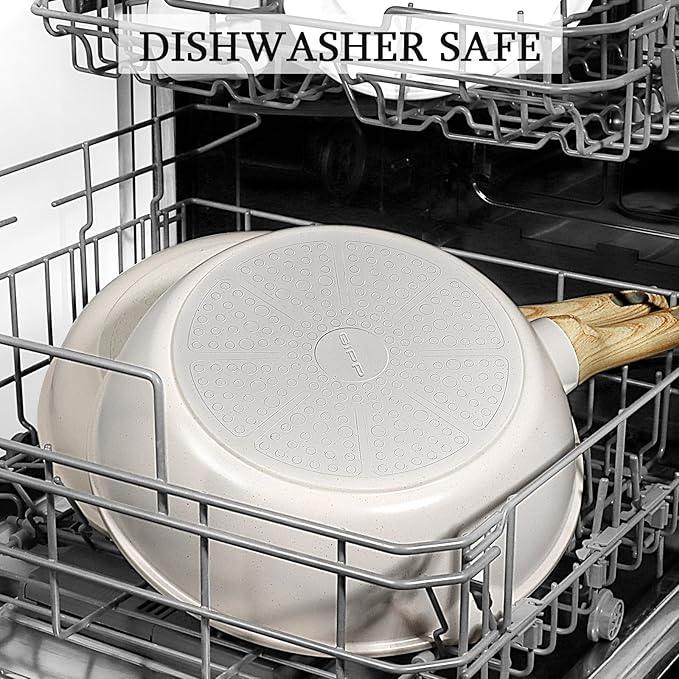 GiPP Ceramic Nonstick Deep Frying Pan Skillet, 12" Saute Pan with Lid, Induction Cookware Non Stick Cooking Pan, PTFE PFOA PFOS APEO Free,White