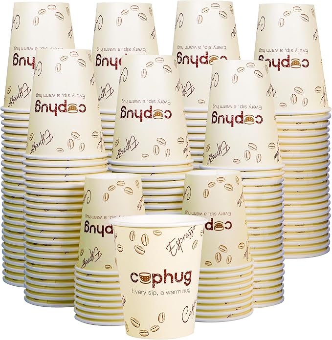 300 Pack 8 oz Disposable Paper Coffee Cups, 8 Ounce Paper Hot Coffee Cups–Perfect for Hot Beverages, Party, Office, and Home Use