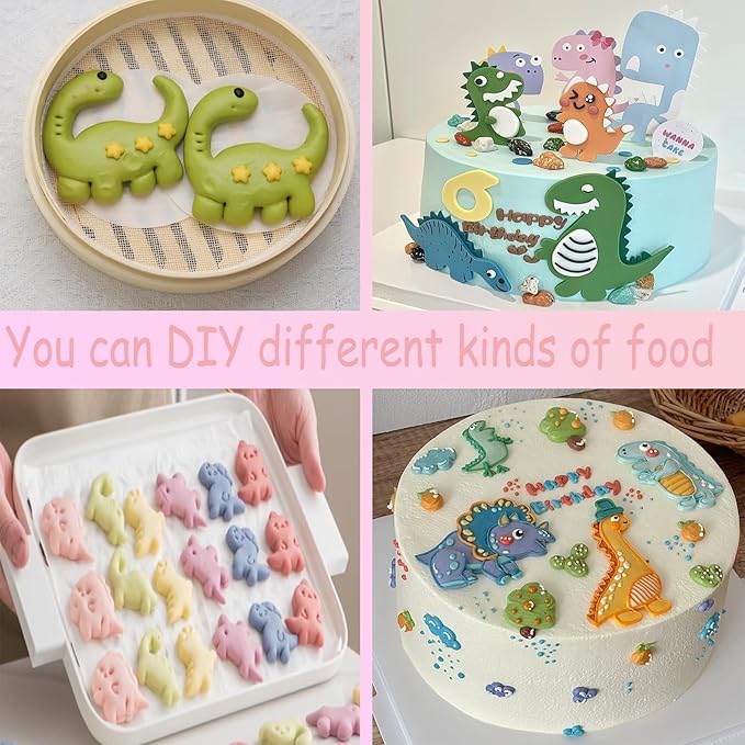 3PCS Pink Dinosaur Silicone Molds - 3D Dinosaur Cake Pan for Chocolate, Jello, Candy, Cupcake Toppers & Soap Making (Dinosaur Shape)