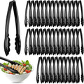 Tessco for you 80 Pcs Plastic Tongs for Serving Bulk, 9 Inch Plastic Disposable Serving Tongs Heavy Duty Salad Utensils for Kitchen Buffets BBQ Events Catering (Black)