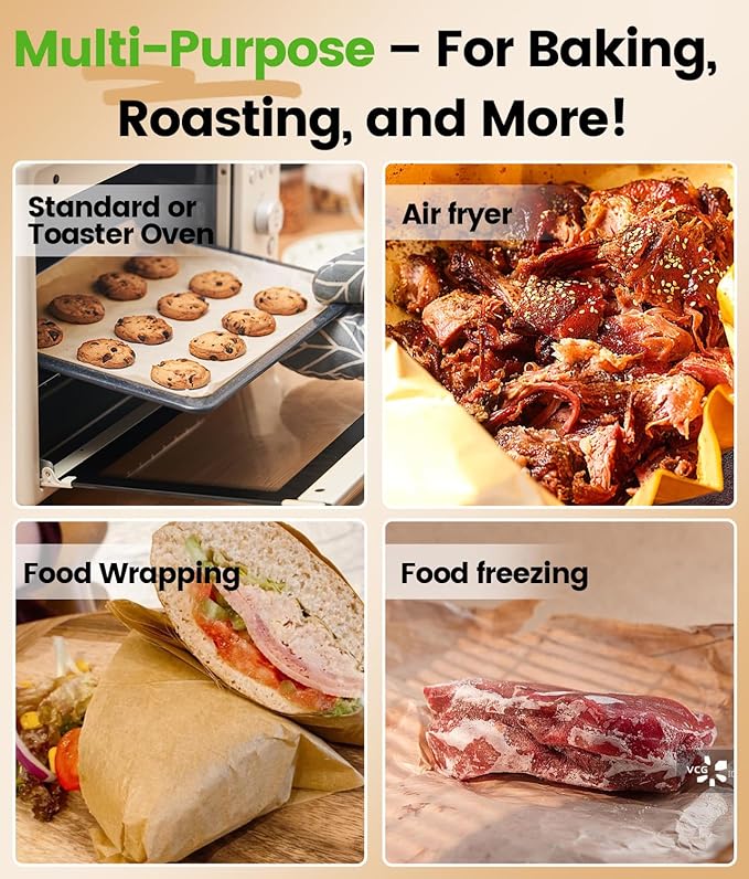 300 PCS Unbleached Parchment Paper Sheets for Baking 12x16 Inches, Non-Stick and Non-Toxic Precut Parchment Sheets for Oven, Cooking, Grilling, Air Fryer and Steaming - Fit for Half Sheet Pans