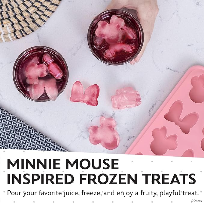 Disney Minnie Mouse Silicone Ice Cube Tray – 2 Pack Ice Trays for Freezer with Fun Minnie Mouse Ice Molds – Flexible BPA-Free Silicone Molds for Ice, Chocolate, and More (Minnie (Pink))