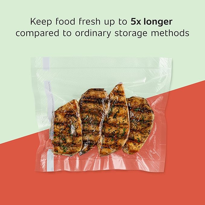 FoodSaver Custom Fit Airtight Food Storage and Sous Vide Vacuum Sealer Bags, 8 x 20', Perfect for Meal Prep and Sous Vide Cooking (Pack of 12)