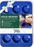 Great Jones Stud Muffin (Blueberry) | Nonstick 12-Cup Muffin Pan | Dual-Layer Nonstick Coating | Chemical-Free & Nontoxic | Oven-Safe to 450°F | Warp-Resistant & Easy Cleanup