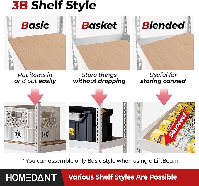 HOMEDANT White 5 Tier Laminated Boltless Heavy Duty Garage Storage Adjustable Wide Size Metal Shelving Unit Utility Rack Shelves Organization Shelf Shed Warehouse 47.7" W x 18.2" D x 71.3" H 2Pack