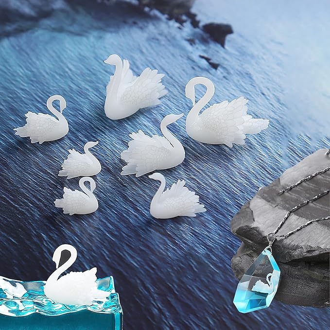 Woohome 14 PCS 3D Jewelry Making Supplies Resin Mould Filler, Mini Swan Mushroom Resin Casting Moulds Fillers, 3D Resin Filler Art Craft Supplies Epoxy Moulds for Art Resin Crafts DIY