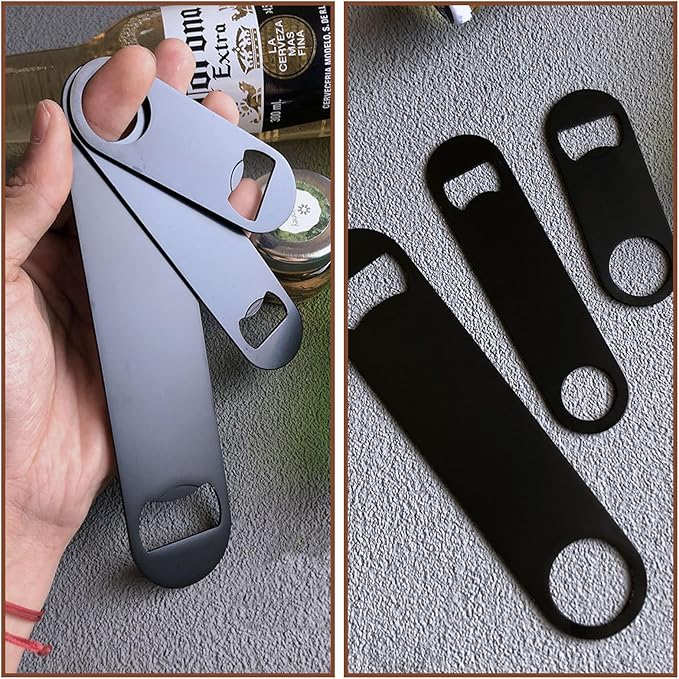 100 Pack Flat Beer Bottle Opener 3.5 inch Stainless Steel Flat Bottle Opener Black Beer Bottle Openers for Bartender Kitchen Bar Restaurant (3.5 Inch)