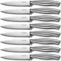 D.Perlla Steak Knives, Micro Serrated Steak Knife Set of 8, High Carbon Stainless Steel Steak Knives Set, Elegant Sharp Kitchen Steak Knife Set, Silver