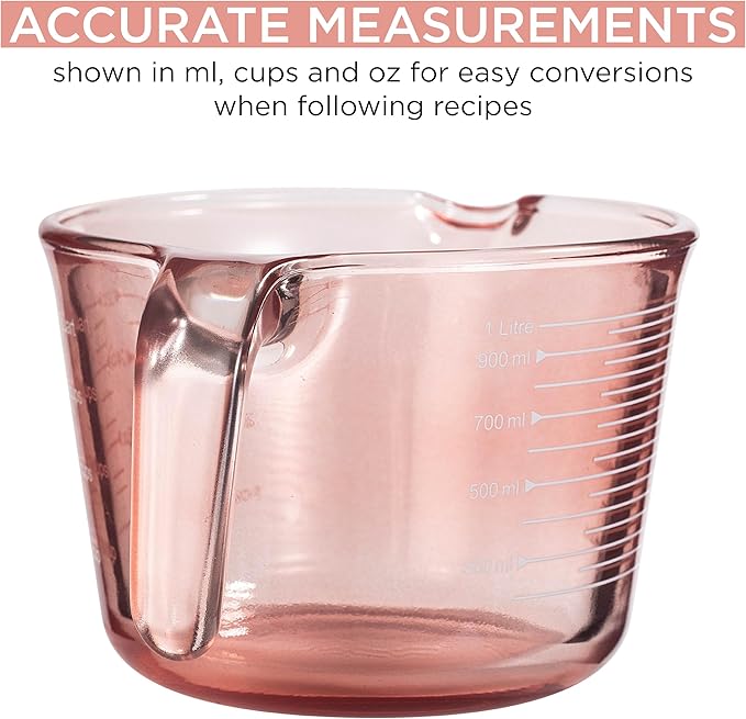 COOK WITH COLOR Glass Measuring Cups - Ideal for Cooking and Baking, Pink