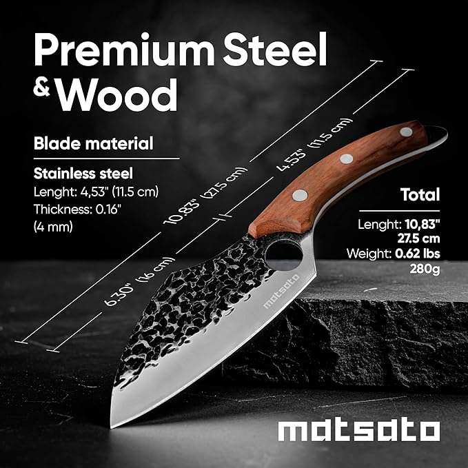Matsato Chef Knife, Kitchen Japanese Steel Chefs Knife, Meat & Vegetables Cooking And Chopping Chef Knives, Cuchillos De Cocina - Kitchen Gifts, Womens, Dad Gifts for Christmas 4.53 Inches Blade