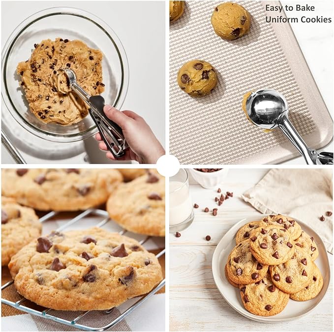Cookie Scoop, Ice Cream Scoop, Mini Cookie Scoops for Baking, 18/8 Stainless Steel Cookie Scooper for Baking, Cookie Dough Scoop, Ice Cream Scooper with Trigger Release, Non-slip Grip(35MM)……