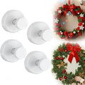 Suction Cup Hooks for Wreaths on Glass, 2026 Upgrade No Drill Towel Hooks Stainless Steel Waterproof Suction Cup Hooks, Wreath Hanger for Front Door for Kitchen, Bedroom (4, White)