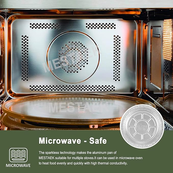 7" Aluminum Foil Pans with Clear Lids 50 Pack,Heavy Duty Disposable Containers for Roasting,Storing,Baking,Cooking,Recyclable
