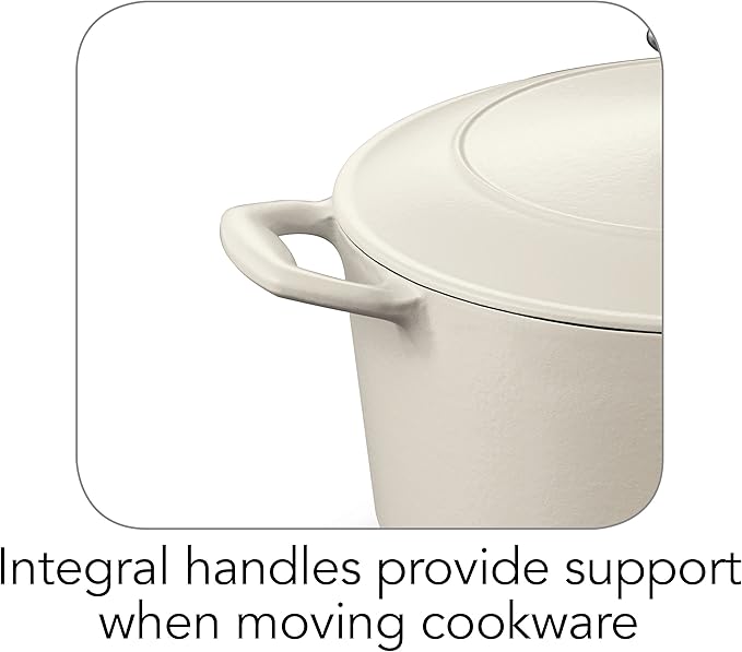 Tramontina Bestow Enameled Cast Iron Dutch Oven Pot with Lid, Round 5.5-quart, Matte White