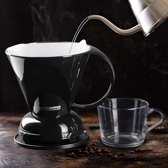 Clever Coffee Dripper and Filters, Large 18 oz (Black)| Barista's Choice| Safe BPA Free Plastic|Includes 100 Filters
