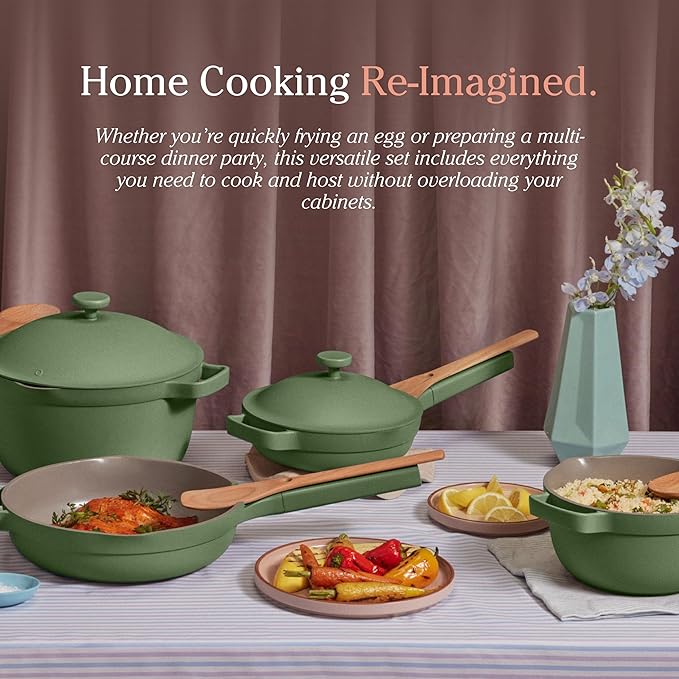 Our Place Cookware Set - 13-Piece Kit Including the Always Pan, Perfect Pot and Spatulas | Multifunctional, Toxin-Free Nonstick | Heat Safe up to 450°F | Oven, Stove, Induction Compatible | Steam