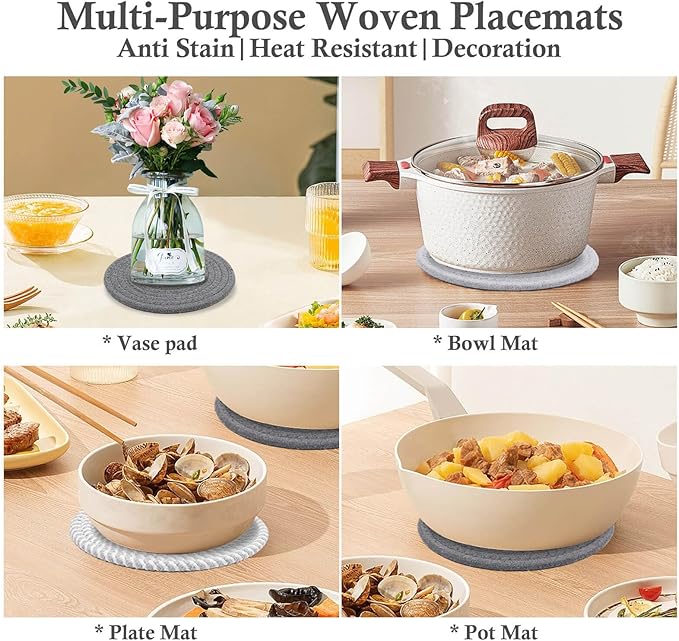Billbotk 7" Trivets for Dishes, Pots and Pans, 4 Heat Resistant Hot Pads, Pot Holders for Kitchen, Plate Mats for Countertops, Table, Home Essentials, Farmhouse Decor