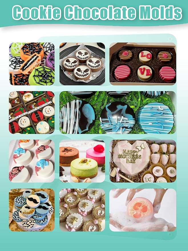 2 Pcs Oreo Chocolate Cookie Silicone Molds, 12-Cavity Round Silicone Mold, Baking Mold for Oreo, Chocolate, Cookie, Candy, Mini Cake, Jelly, MuffinCakes