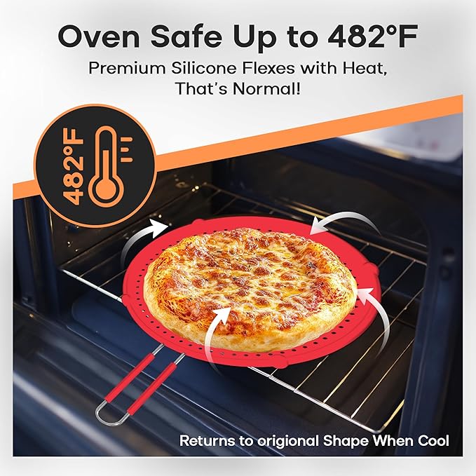 Frying Pan Splatter Screen | USA Brand | 11 Inch Red, Fit Pans (6" to 11") Silicone Grease Splatter Guard for Frying Pan and Stove by Beckon Ware