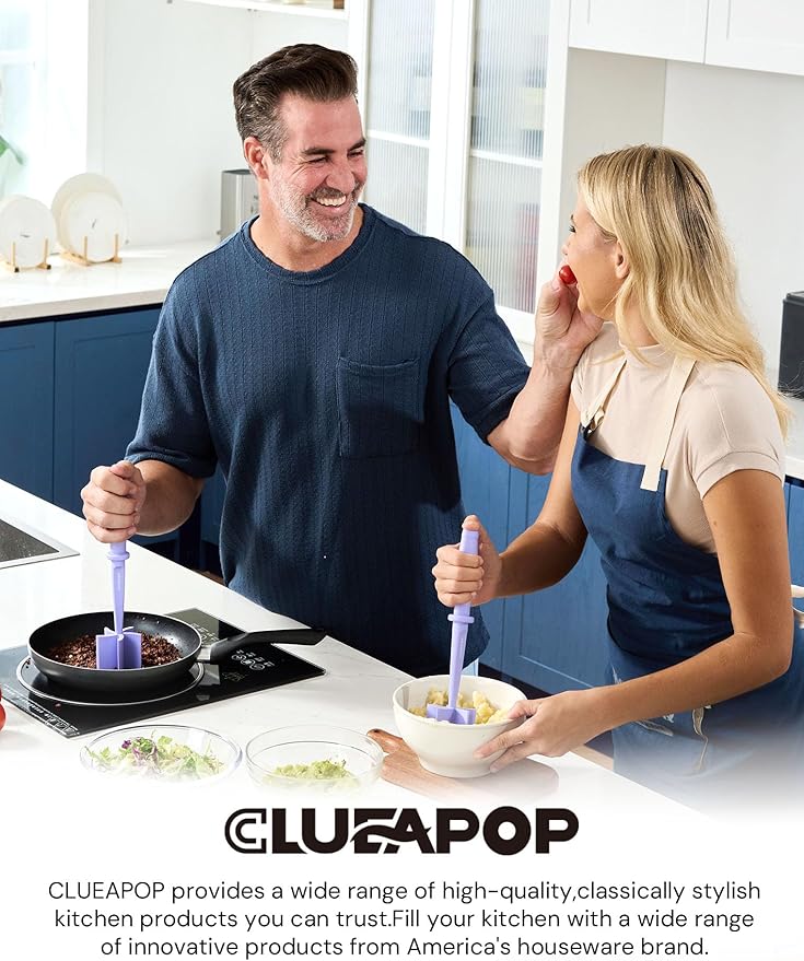 Premium Heat Resistant Masher and Smasher for Hamburger, Ground Turkey and More, Nylon Tool and Meat Fork, Mix Chopper